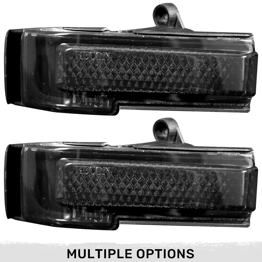 Ford 15-17 F150 & 17-19 RAPTOR Side Mirror Lenses w/ WHITE LED Turn Signals & WHITE LED Auxillary Lights (2-Piece Set) - Smoked Lens