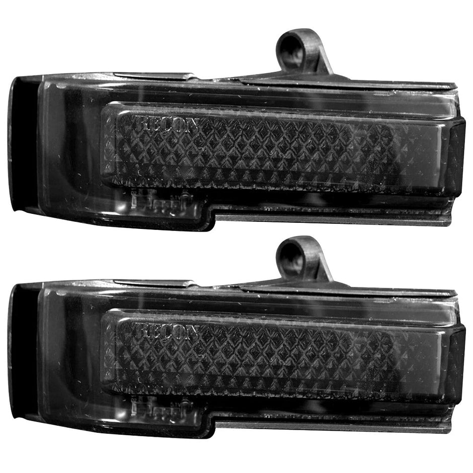 Ford 15-17 F150 & 17-19 RAPTOR Side Mirror Lenses w/ WHITE LED Turn Signals & WHITE LED Auxillary Lights (2-Piece Set) - Smoked Lens - Image 3