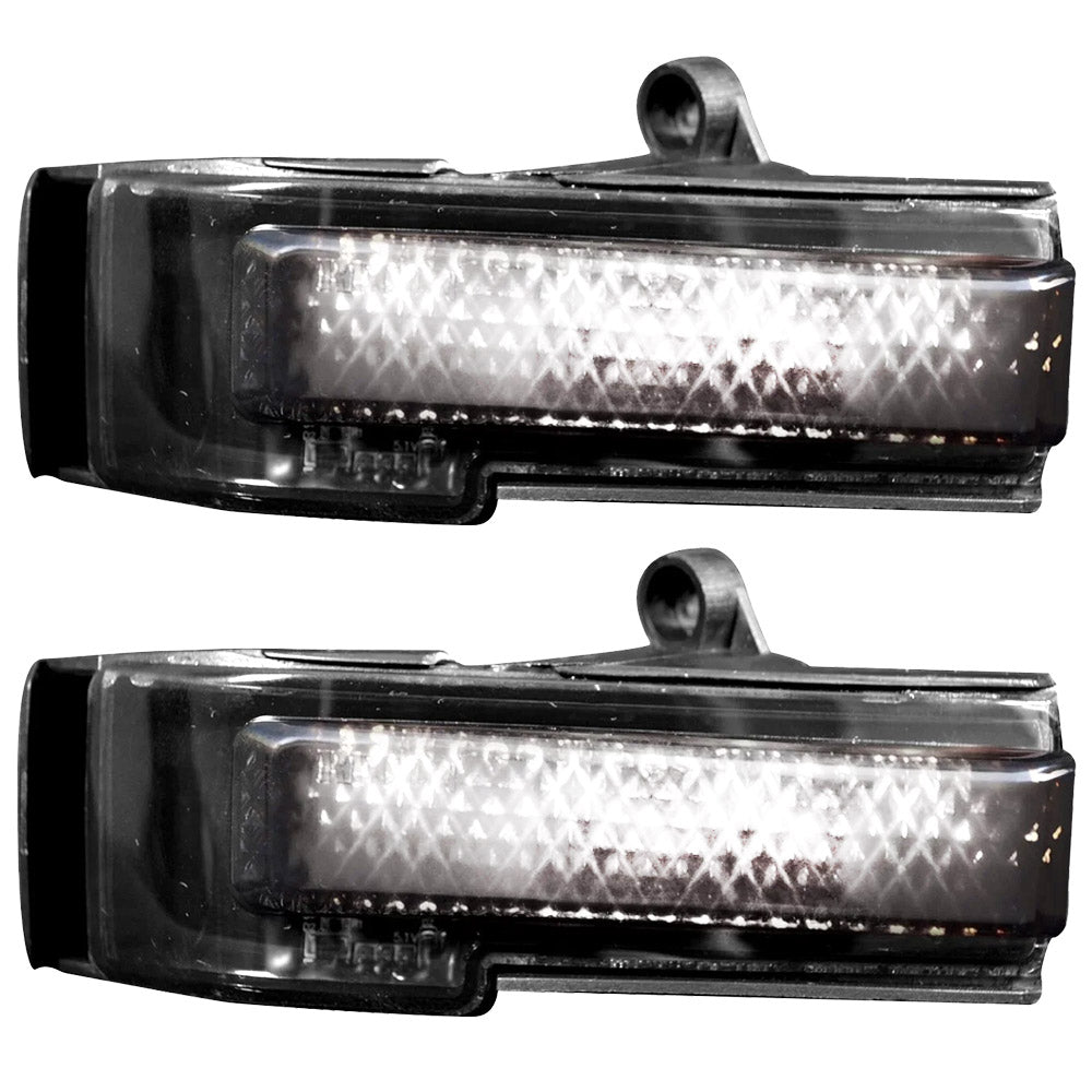 Ford 15-17 F150 & 17-19 RAPTOR Side Mirror Lenses w/ WHITE LED Turn Signals & WHITE LED Auxillary Lights (2-Piece Set) - Smoked Lens - Image 2