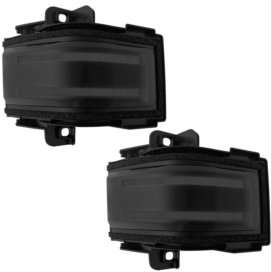Ford 17-23 F250/F350/F450 Superduty Side Mirror Lenses (2-Piece Set) w/ AMBER LED Running Lights, AMBER Flashing LED Turn Signals & WHITE LED Spot Lights - Smoked Lens - Image 3