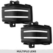 Ford 17-23 F250/F350/F450 Superduty Side Mirror Lenses (2-Piece Set) w/ WHITE LED Running Lights, AMBER Flashing LED Turn Signals & WHITE LED Spot Lights - Smoked Lens