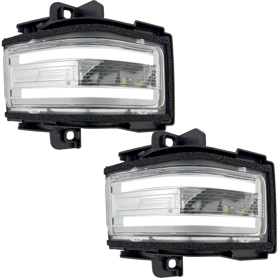 Ford 17-23 F250/F350/F450 Superduty Side Mirror Lenses (2-Piece Set) w/ WHITE LED Running Lights, AMBER Flashing LED Turn Signals & WHITE LED Spot Lights - Clear Lens - Image 3