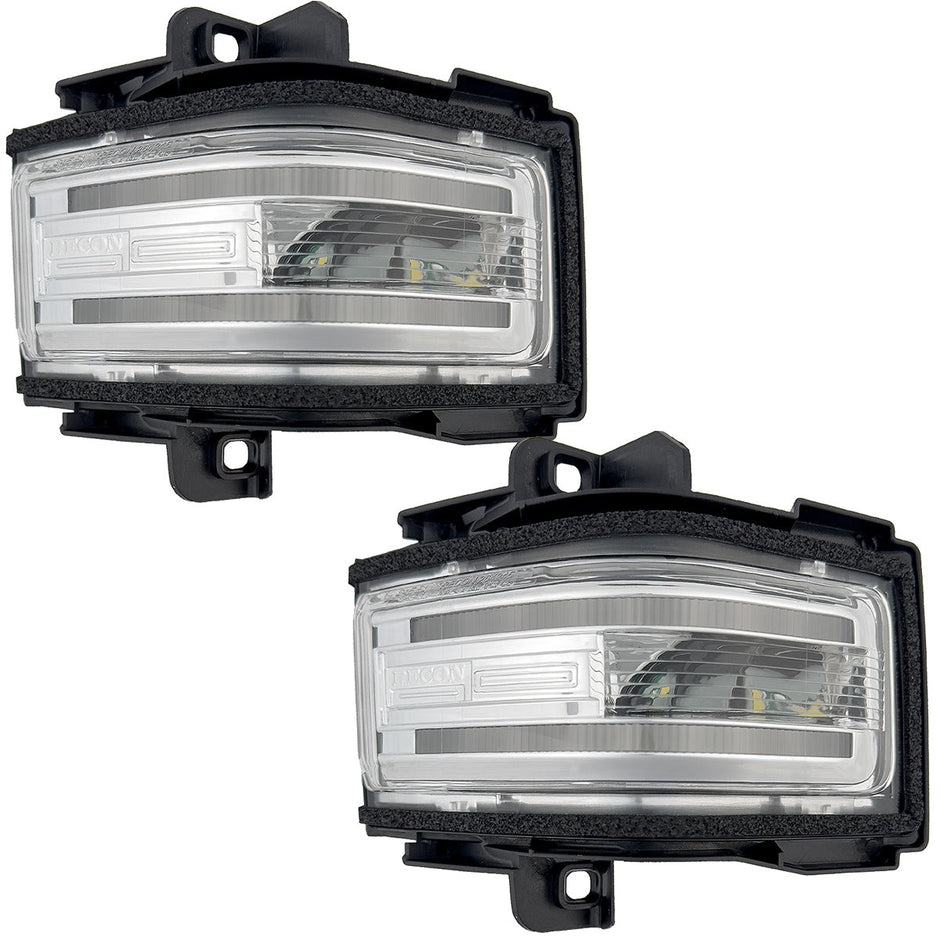 Ford 17-23 F250/F350/F450 Superduty Side Mirror Lenses (2-Piece Set) w/ WHITE LED Running Lights, AMBER Flashing LED Turn Signals & WHITE LED Spot Lights - Clear Lens - Image 2