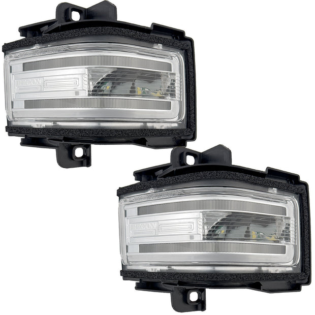 Ford 17-23 F250/F350/F450 Superduty Side Mirror Lenses (2-Piece Set) w/ WHITE LED Running Lights, AMBER Flashing LED Turn Signals & WHITE LED Spot Lights - Clear Lens - Image 2