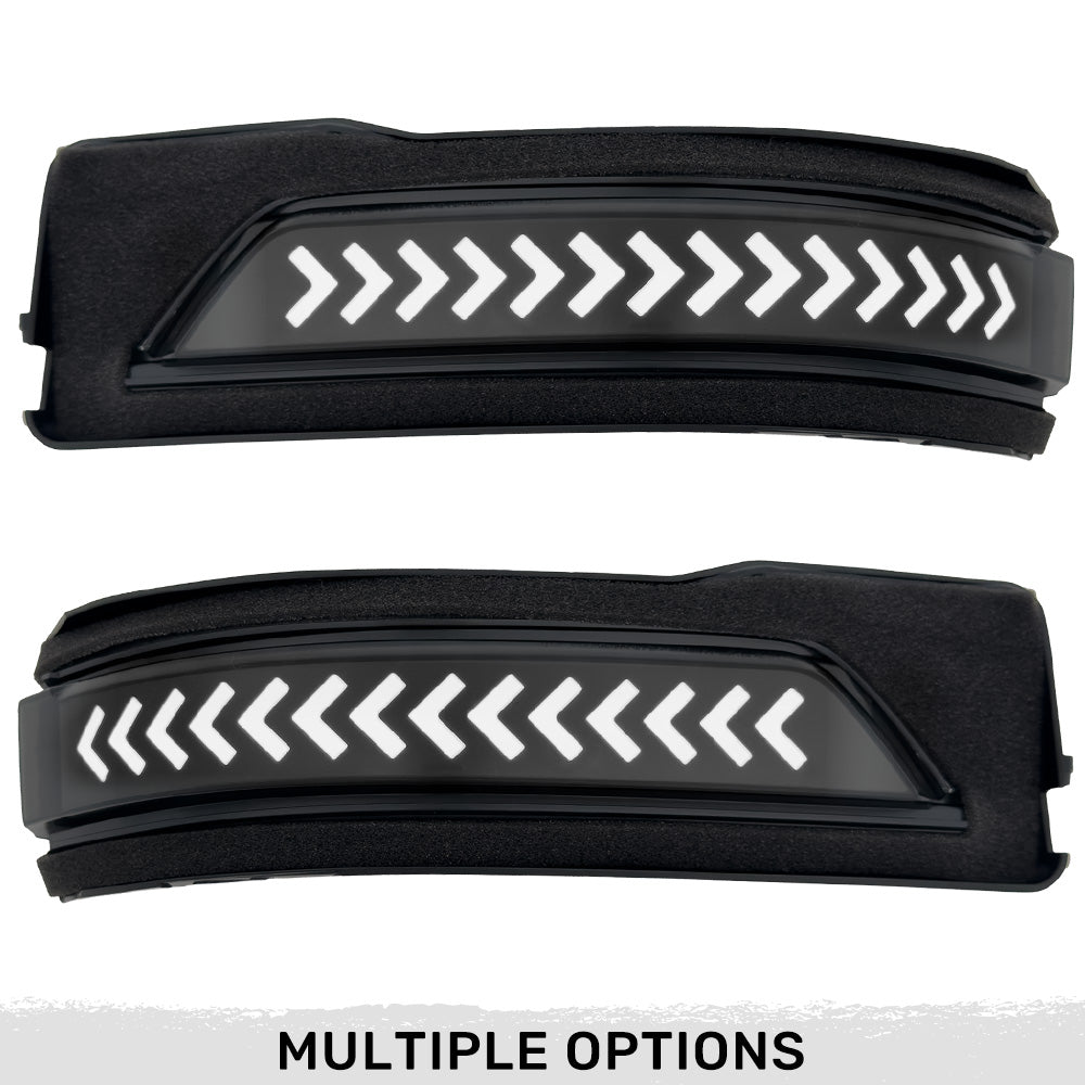 Dodge 19-23 RAM 1500/2500/3500 Side Mirror Lenses (2-Piece Set) w/ WHITE Scanning LED Turn Signals - Smoked Lens