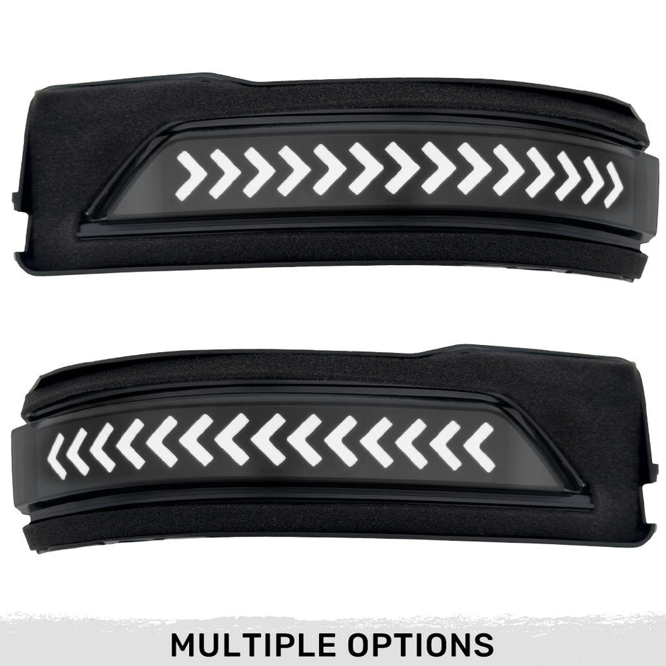Dodge 19-23 RAM 1500/2500/3500 Side Mirror Lenses (2-Piece Set) w/ WHITE Scanning LED Turn Signals - Smoked Lens