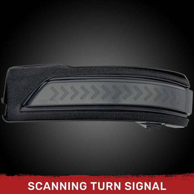 Dodge 19-23 RAM 1500/2500/3500 Side Mirror Lenses (2-Piece Set) w/ AMBER Scanning LED Turn Signals - Smoked Lens