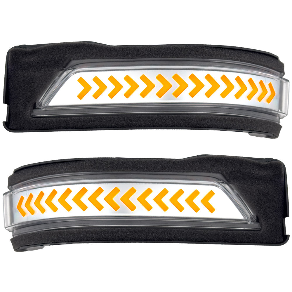 Dodge 19-23 RAM 1500/2500/3500 Side Mirror Lenses (2-Piece Set) w/ AMBER Scanning LED Turn Signals - Clear Lens