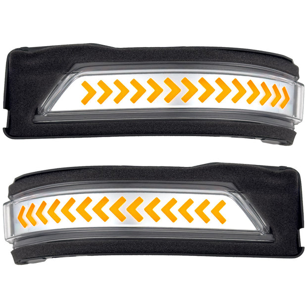 Dodge 19-23 RAM 1500/2500/3500 Side Mirror Lenses (2-Piece Set) w/ AMBER Scanning LED Turn Signals - Clear Lens