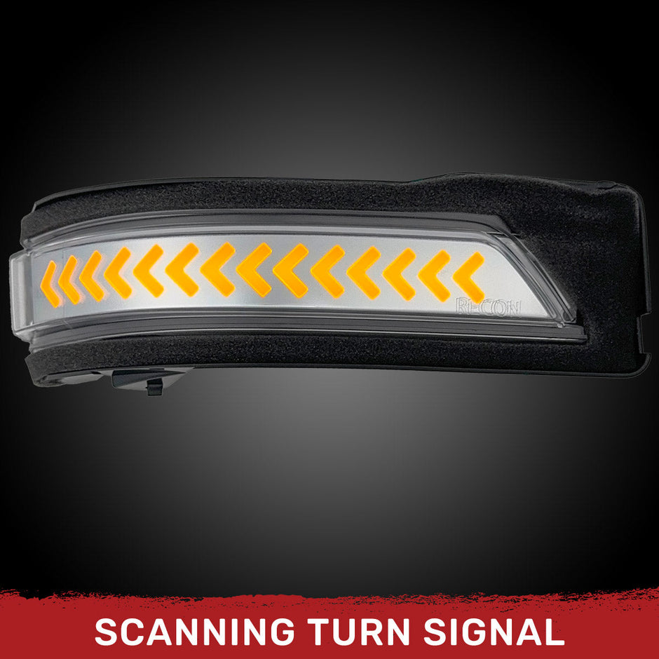 Dodge 19-23 RAM 1500/2500/3500 Side Mirror Lenses (2-Piece Set) w/ AMBER Scanning LED Turn Signals - Clear Lens - Image 2