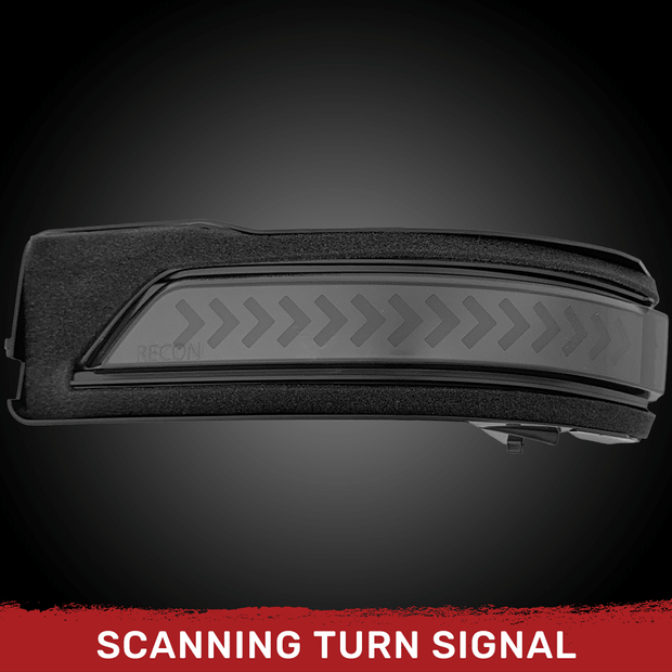 Dodge 19-23 RAM 1500/2500/3500 Side Mirror Lenses (2-Piece Set) w/ WHITE Scanning LED Turn Signals - Smoked Lens - Image 2