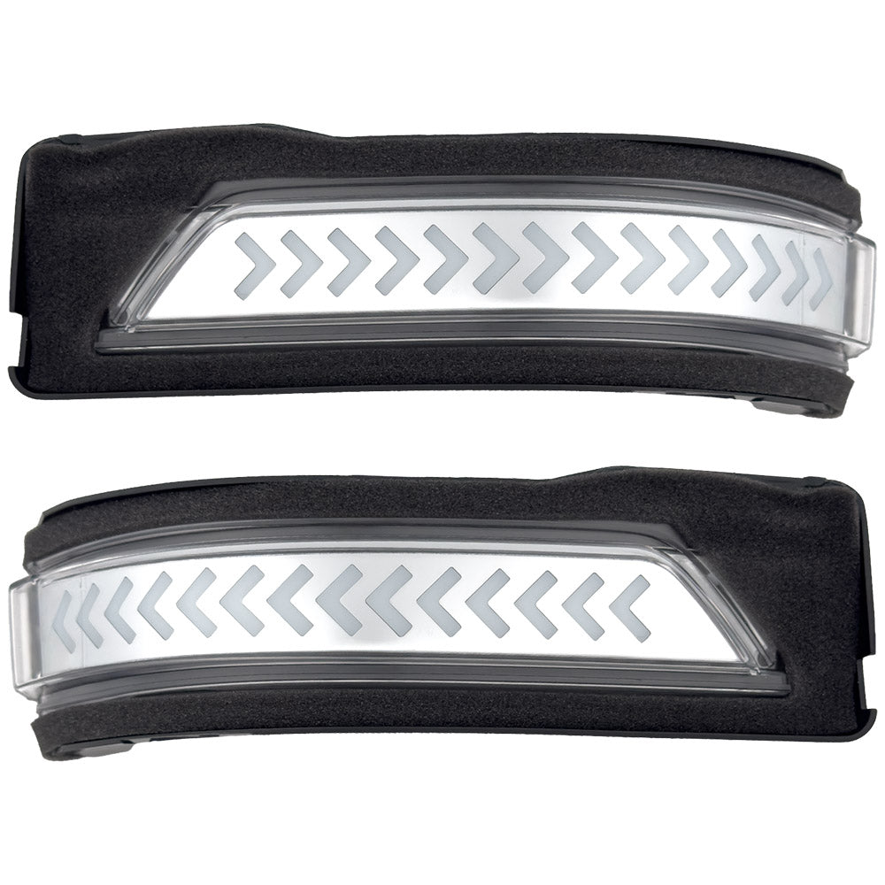 Dodge 19-23 RAM 1500/2500/3500 Side Mirror Lenses (2-Piece Set) w/ WHITE Scanning LED Turn Signals - Clear Lens