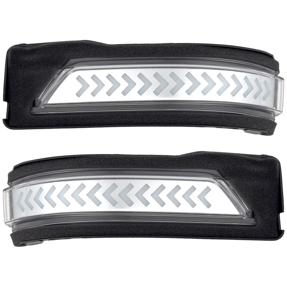 Dodge 19-23 RAM 1500/2500/3500 Side Mirror Lenses (2-Piece Set) w/ WHITE Scanning LED Turn Signals - Clear Lens