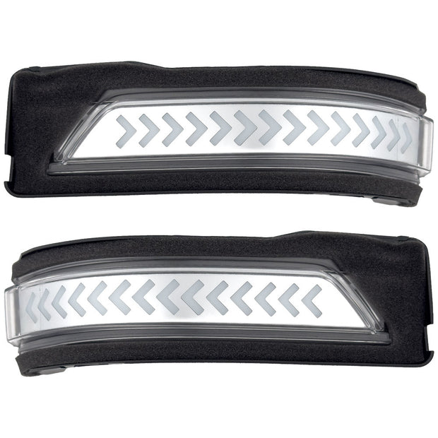 Dodge 19-23 RAM 1500/2500/3500 Side Mirror Lenses (2-Piece Set) w/ WHITE Scanning LED Turn Signals - Clear Lens