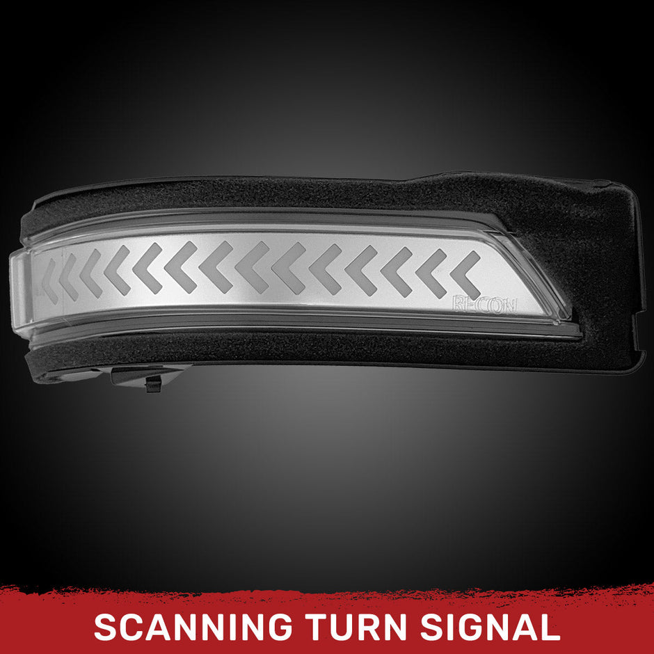 Dodge 19-23 RAM 1500/2500/3500 Side Mirror Lenses (2-Piece Set) w/ WHITE Scanning LED Turn Signals - Clear Lens - Image 2