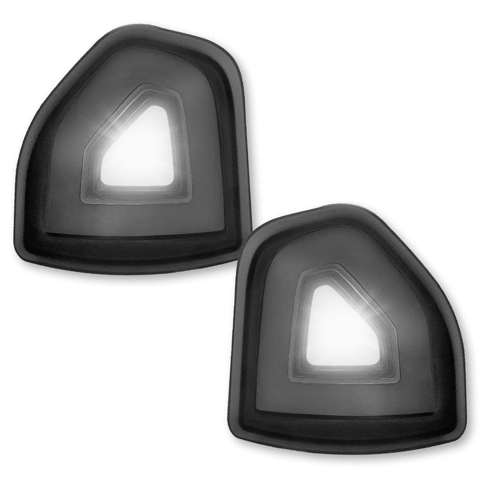 Dodge 21-24 RAM 1500 19-22 RAM 2500/3500 Corner Side Tow Mirror Turn Signal & Running Light (2-Piece Set) w/ AMBER LED Turn Signals & WHITE LED Running Lights - Smoked Lens - Image 4