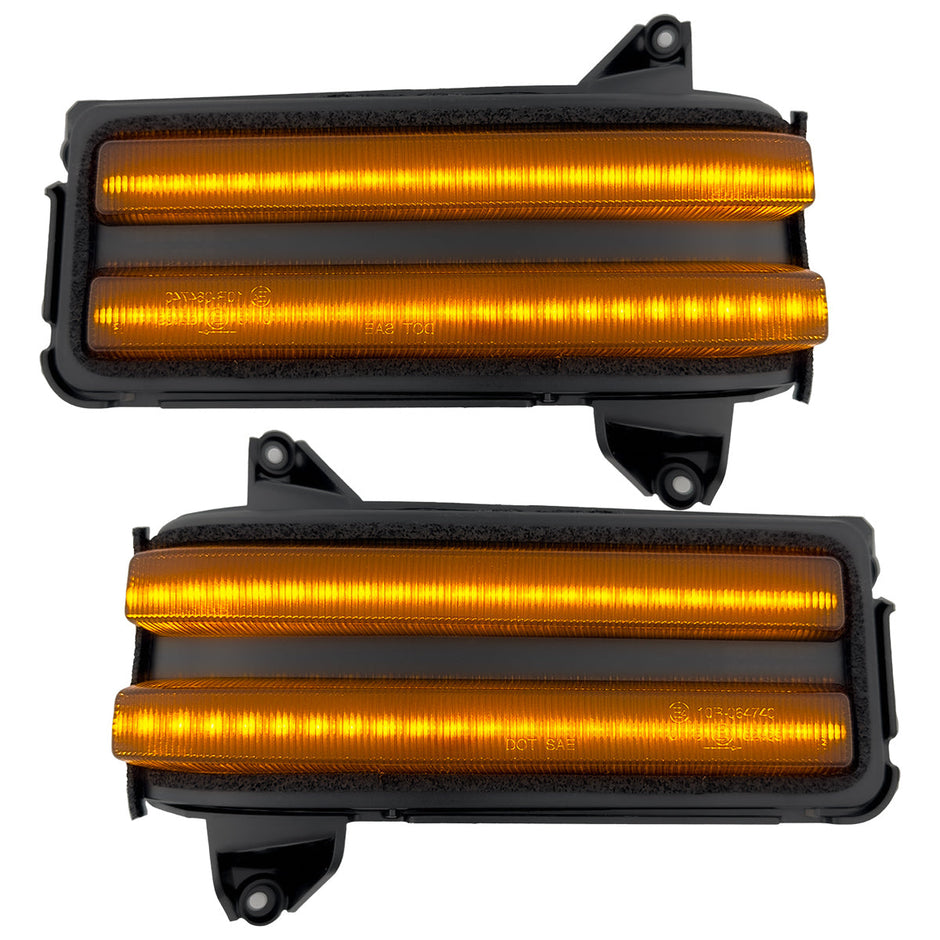 Chevy/GMC 20-24 HD 2500/3500 Tow Mirror LED Mirror Light Kit w/ WHITE LED Running Lights & AMBER Scanning Turn Signals - Image 6