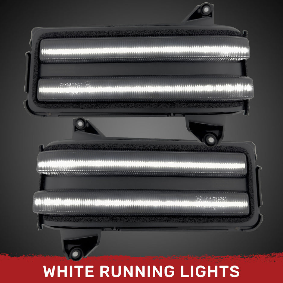Chevy/GMC 20-24 HD 2500/3500 Tow Mirror LED Mirror Light Kit w/ WHITE LED Running Lights & AMBER Scanning Turn Signals - Image 5