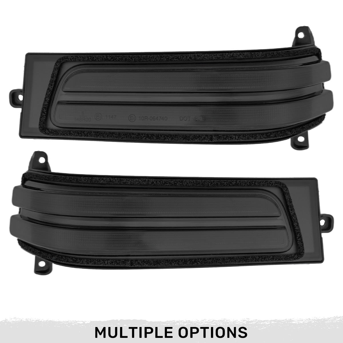 Dodge 25-26 RAM 1500 23-25 RAM 2500/3500 Side Mirror Turn Signal & Running Light (2-Piece Set) w/ AMBER SCANNING LED Turn Signals & WHITE LED Running Lights - Smoked Lens
