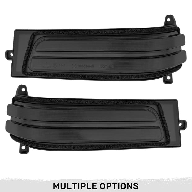 Dodge 25-26 RAM 1500 23-25 RAM 2500/3500 Side Mirror Turn Signal & Running Light (2-Piece Set) w/ AMBER SCANNING LED Turn Signals & WHITE LED Running Lights - Smoked Lens