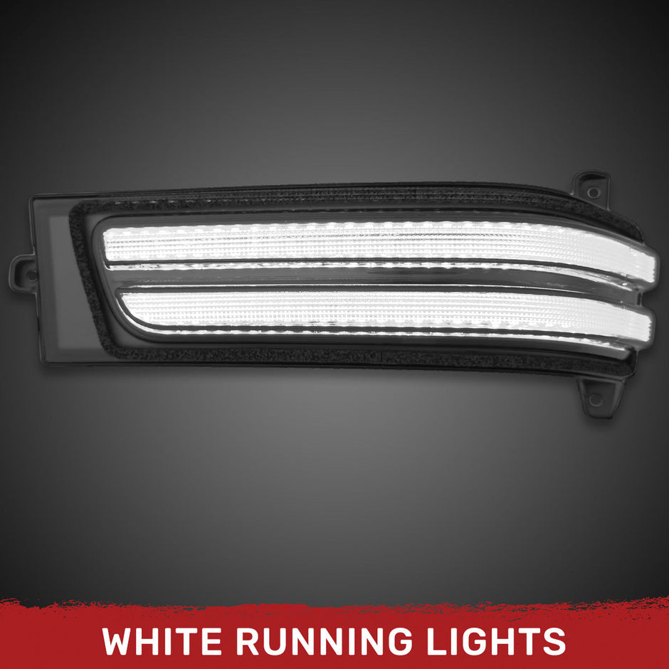 Dodge 25-26 RAM 1500 23-25 RAM 2500/3500 Side Mirror Turn Signal & Running Light (2-Piece Set) w/ AMBER SCANNING LED Turn Signals & WHITE LED Running Lights - Smoked Lens - Image 4