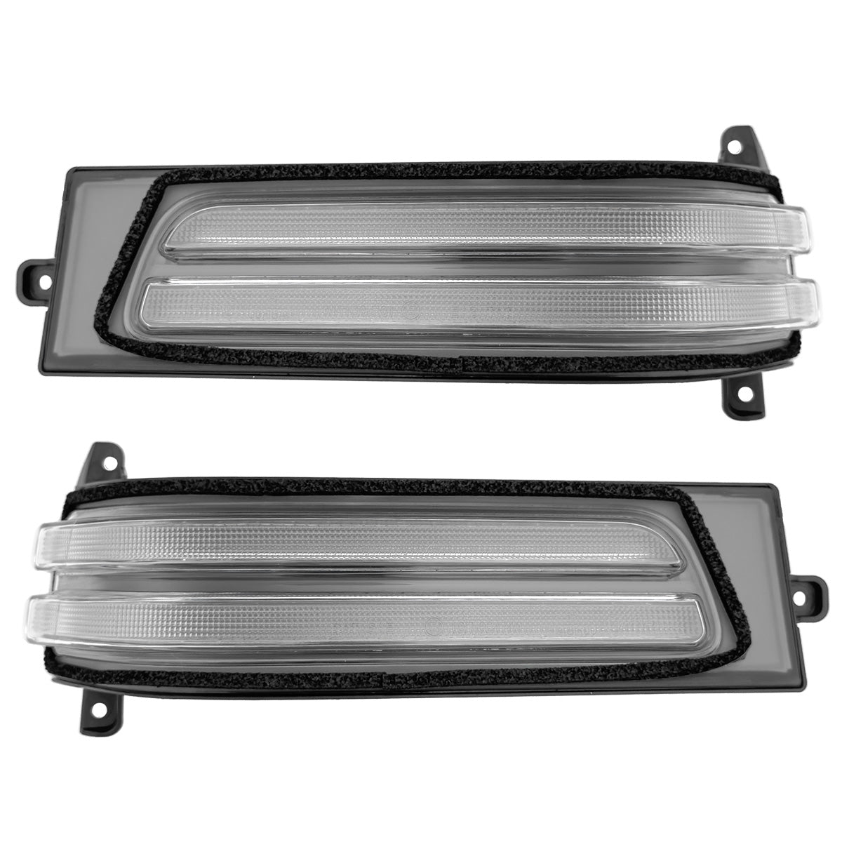 Dodge 25-26 RAM 1500 23-25 RAM 2500/3500 Side Mirror Turn Signal & Running Light (2-Piece Set) w/ AMBER SCANNING LED Turn Signals & WHITE LED Running Lights - Clear Lens - Image 3