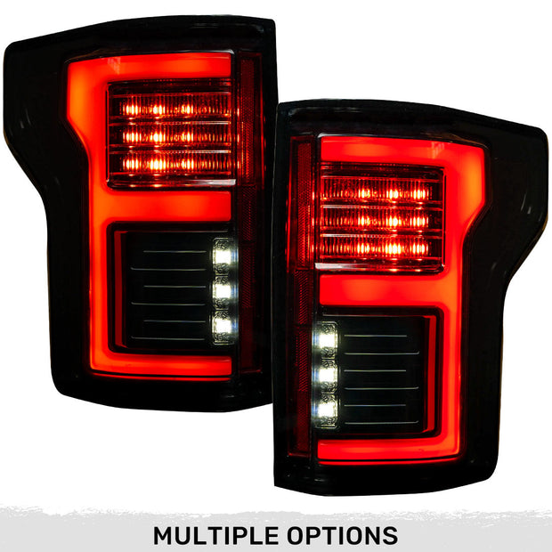 Ford F150 15-17 & RAPTOR 17-19 (Replaces OEM LED Style Tail Lights w/ Blind Spot Warning System) OLED TAIL LIGHTS - Smoked Lens