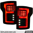 Ford F150 15-17 & RAPTOR 17-19 (Replaces OEM LED Style Tail Lights w/ Blind Spot Warning System) OLED TAIL LIGHTS - Smoked Lens - Image 2