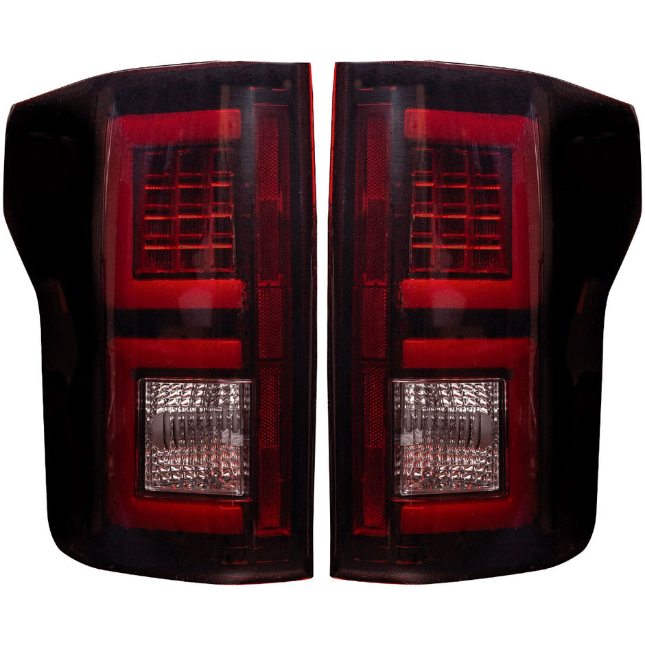 Ford F150 15-17 (Replaces OEM Halogen Style Tail Lights) LED TAIL LIGHTS - Dark Red Smoked Lens - Image 2