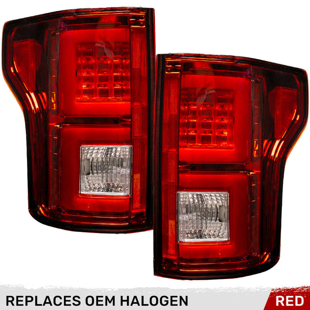 Ford F150 15-17 (Replaces OEM Halogen Style Tail Lights) LED TAIL LIGHTS - Red Lens