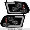 Dodge RAM 09-19 1500 4th GEN Body Style w/ OEM Standard Reflector Housing (Non-Projector ONLY) & 10-18 2500/3500 w/ OEM Standard Reflector Housing (Non-Projector ONLY) PROJECTOR HEADLIGHTS w/ Ultra High Power Smooth OLED HALOS & DRL - Smoked / Black