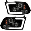 Dodge RAM 09-19 1500 4th GEN Body Style w/ OEM Standard Reflector Housing (Non-Projector ONLY) & 10-18 2500/3500 w/ OEM Standard Reflector Housing (Non-Projector ONLY) PROJECTOR HEADLIGHTS w/ Ultra High Power Smooth OLED HALOS & DRL - Smoked / Black - Image 2