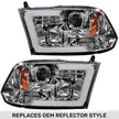 Dodge RAM 09-19 1500 4th GEN Body Style w/ OEM Standard Reflector Housing (Non-Projector ONLY) & 10-18 2500/3500 w/ OEM Standard Reflector Housing (Non-Projector ONLY) PROJECTOR HEADLIGHTS w/ Ultra High Power Smooth OLED HALOS & DRL - Clear / Chrome - Image 2