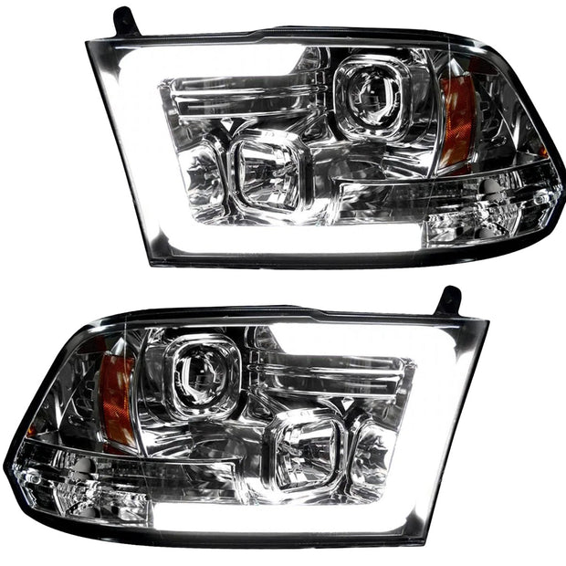 Dodge RAM 09-19 1500 4th GEN Body Style w/ OEM Standard Reflector Housing (Non-Projector ONLY) & 10-18 2500/3500 w/ OEM Standard Reflector Housing (Non-Projector ONLY) PROJECTOR HEADLIGHTS w/ Ultra High Power Smooth OLED HALOS & DRL - Clear / Chrome