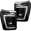 Ford Superduty 11-16 F250/F350/F450/F550 PROJECTOR HEADLIGHTS w/ Ultra High Power Smooth White OLED DRL & SCANNING SWITCHBACK High Power Amber LED Turn Signals - Smoked / Black - Image 2