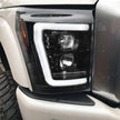 Ford Superduty 11-16 F250/F350/F450/F550 PROJECTOR HEADLIGHTS w/ Ultra High Power Smooth White OLED DRL & SCANNING SWITCHBACK High Power Amber LED Turn Signals - Smoked / Black - Image 4