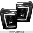 Ford Superduty 11-16 F250/F350/F450/F550 PROJECTOR HEADLIGHTS w/ Ultra High Power Smooth OLED HALOS & DRL - Smoked / Black