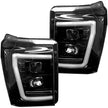 Ford Superduty 11-16 F250/F350/F450/F550 PROJECTOR HEADLIGHTS w/ Ultra High Power Smooth OLED HALOS & DRL - Smoked / Black - Image 5