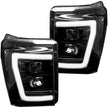 Ford Superduty 11-16 F250/F350/F450/F550 PROJECTOR HEADLIGHTS w/ Ultra High Power Smooth OLED HALOS & DRL - Smoked / Black - Image 2