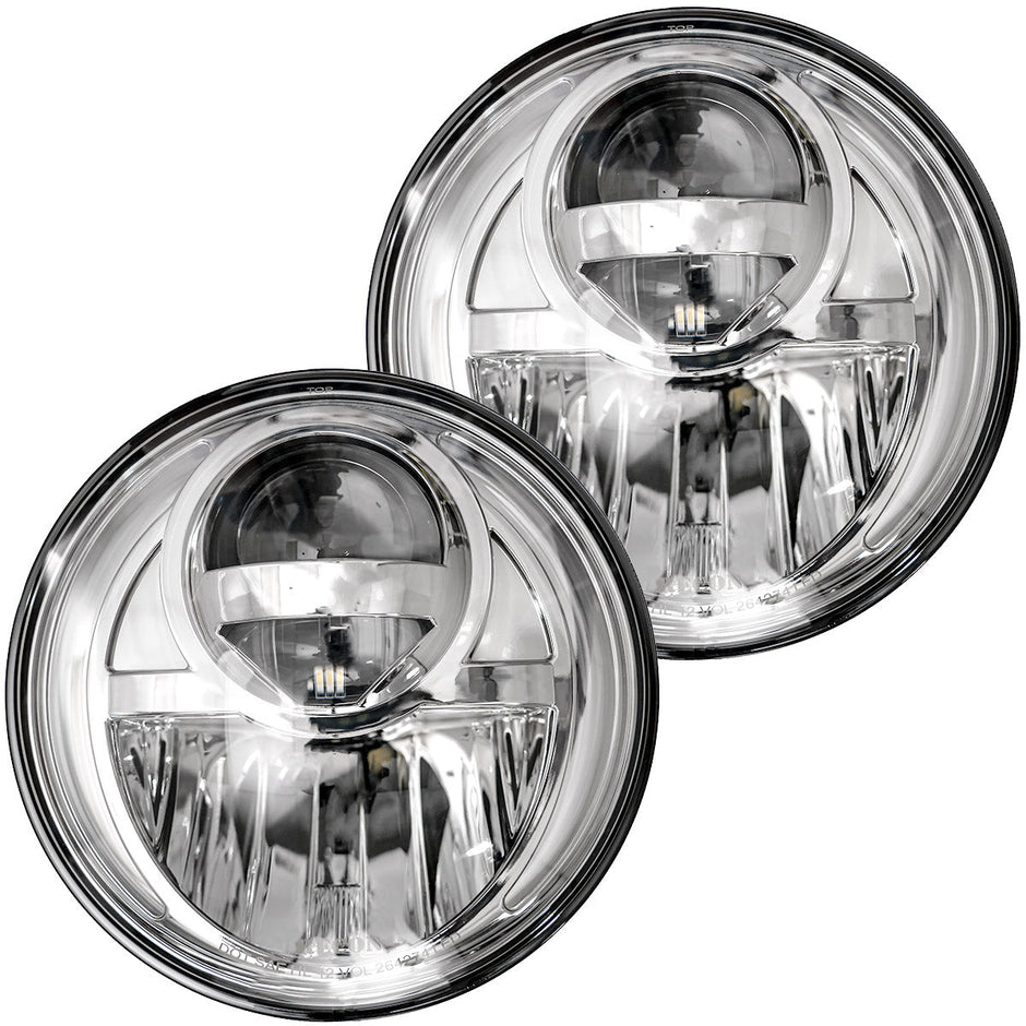 Jeep JK Wrangler 07-18 LED PROJECTOR HEADLIGHTS - Clear / Chrome - Image 3