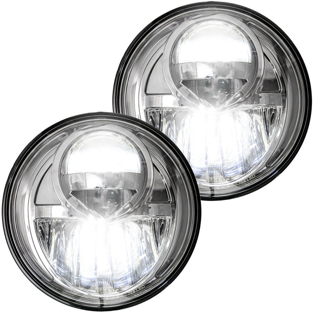 Jeep JK Wrangler 07-18 LED PROJECTOR HEADLIGHTS - Clear / Chrome