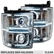 Chevrolet Silverado 1500 14-16 (Only Fits 3rd GEN without OEM LED DRL) PROJECTOR HEADLIGHTS w/ Ultra High Power Smooth OLED HALOS & DRL - Clear / Chrome - Image 2