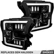 Ford F150 15-17 (Replaces OEM Halogen Style Head Lights Only) PROJECTOR HEADLIGHTS w/ Ultra High Power Smooth White OLED DRL & SCANNING SWITCHBACK High Power Amber LED Turn Signals - Smoked / Black - Image 3