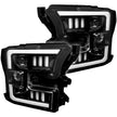 Ford F150 15-17 (Replaces OEM Halogen Style Head Lights Only) PROJECTOR HEADLIGHTS w/ Ultra High Power Smooth White OLED DRL & SCANNING SWITCHBACK High Power Amber LED Turn Signals - Smoked / Black - Image 5