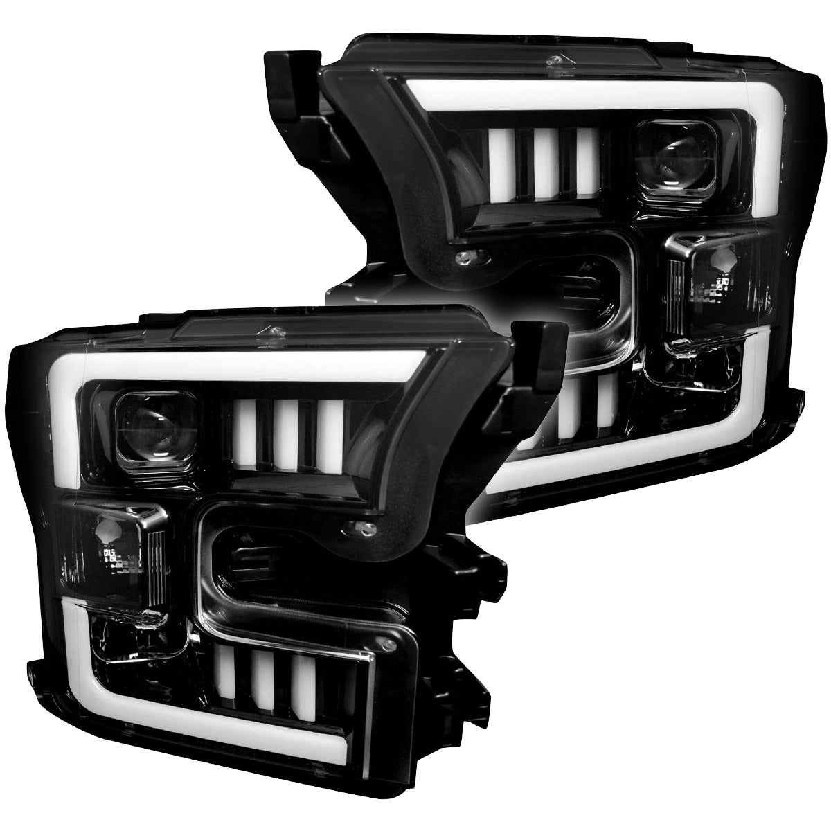 Ford F150 15-17 (Replaces OEM Halogen Style Head Lights Only) PROJECTOR HEADLIGHTS - Smoked / Black - Image 2
