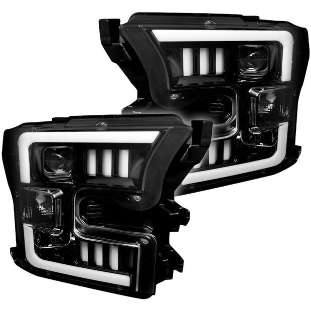Ford F150 15-17 (Replaces OEM Halogen Style Head Lights Only) PROJECTOR HEADLIGHTS - Smoked / Black - Image 2
