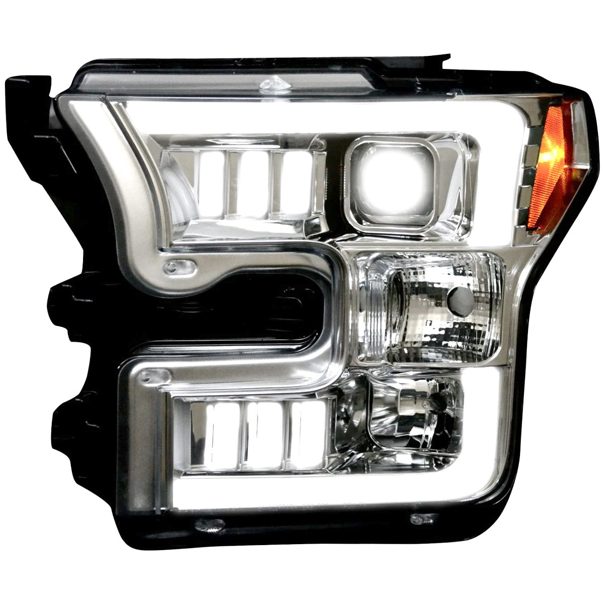 Ford F150 15-17 (Replaces OEM Halogen Style Head Lights Only) PROJECTOR HEADLIGHTS - Clear / Chrome - Image 3