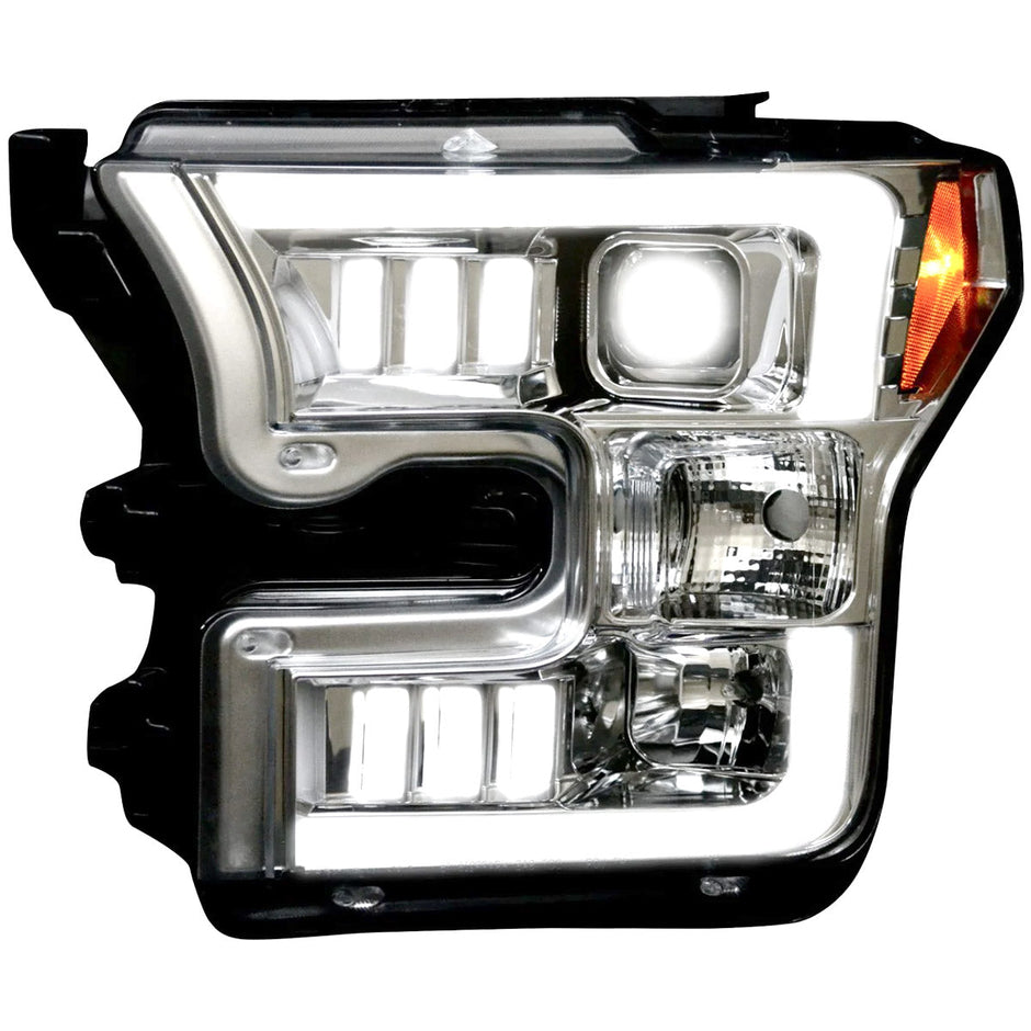 Ford F150 15-17 (Replaces OEM Halogen Style Head Lights Only) PROJECTOR HEADLIGHTS - Clear / Chrome - Image 3