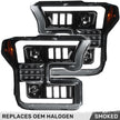 Ford F150 15-17 (Replaces OEM Halogen Style Head Lights Only) 6K LED PROJECTOR HEADLIGHTS w/ Ultra High Power Smooth OLED DRL & SCANNING SWITCHBACK High Power Amber LED Turn Signals - Smoked / Black - Image 3