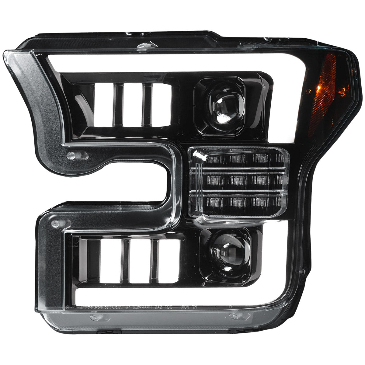 Ford F150 15-17 (Replaces OEM Halogen Style Head Lights Only) 6K LED PROJECTOR HEADLIGHTS w/ Ultra High Power Smooth OLED DRL & SCANNING SWITCHBACK High Power Amber LED Turn Signals - Smoked / Black - Image 4